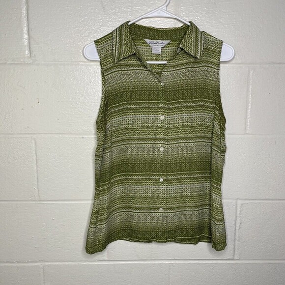 Brooks Brother silk Blouse Top Size 10 Green Button Down Sleeveless - Picture 1 of 7
